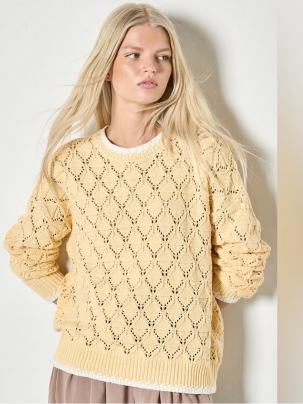 Pointelle Knit Blanket Stitch Jumper